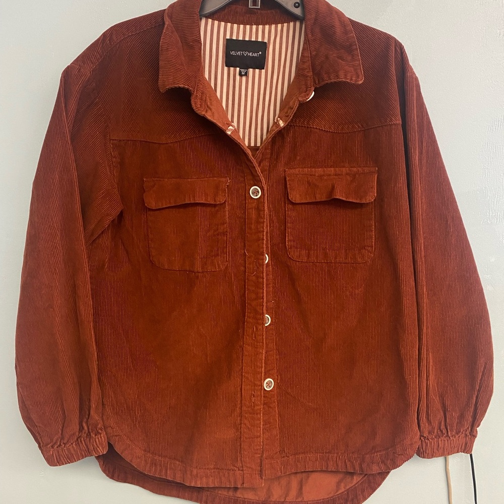 Velvet Heart Brown Corduroy Shacket Medium